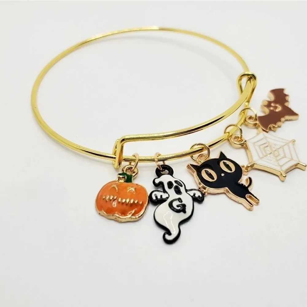 Hand Crafted Gold Plated Halloween Charm Bracelet